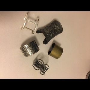 Cuff bangle collection silver and gold